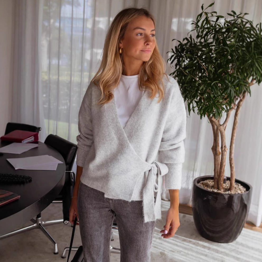 Damen Wickelstrickpullover Weich Norvielle - Norvielle