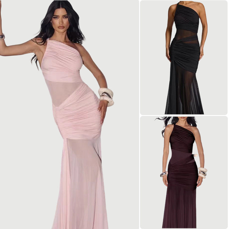 Damen Abendkleid Asymmetrisch Rüschen Norvielle - Norvielle