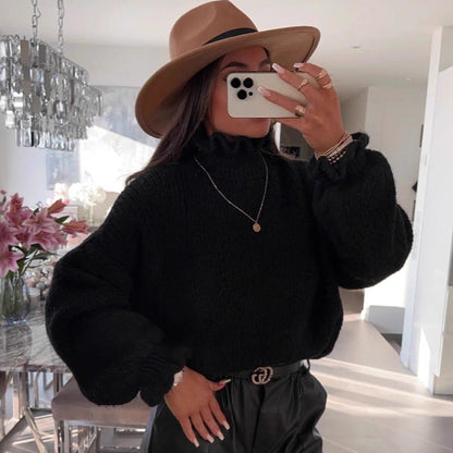 Damen Rollkragenpullover Voluminöse Ärmel Norvielle