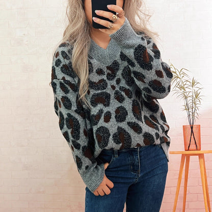 Damen Strickpullover Animalmuster Norvielle