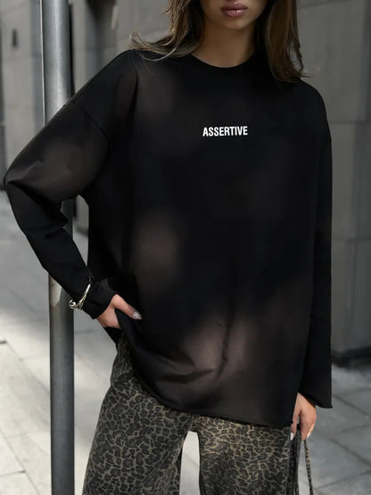 Damen Oversize Sweatshirt mit Druck Norvielle Grau