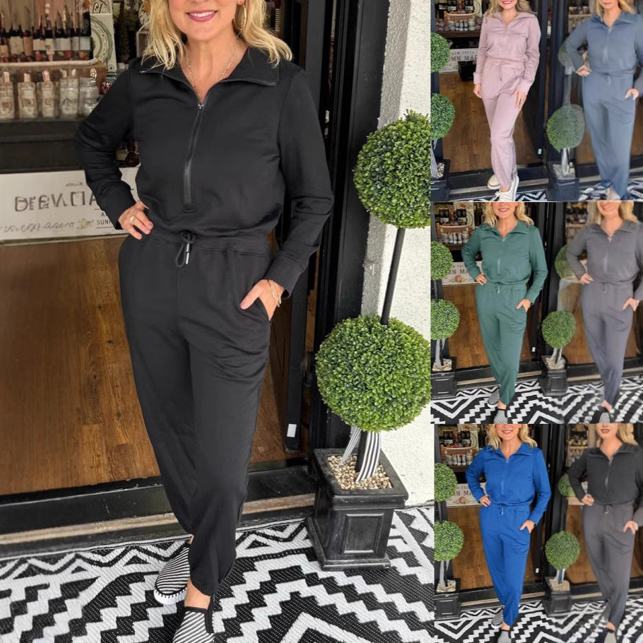 Damen Jumpsuit mit Stehkragen und Taschen Norvielle - Norvielle