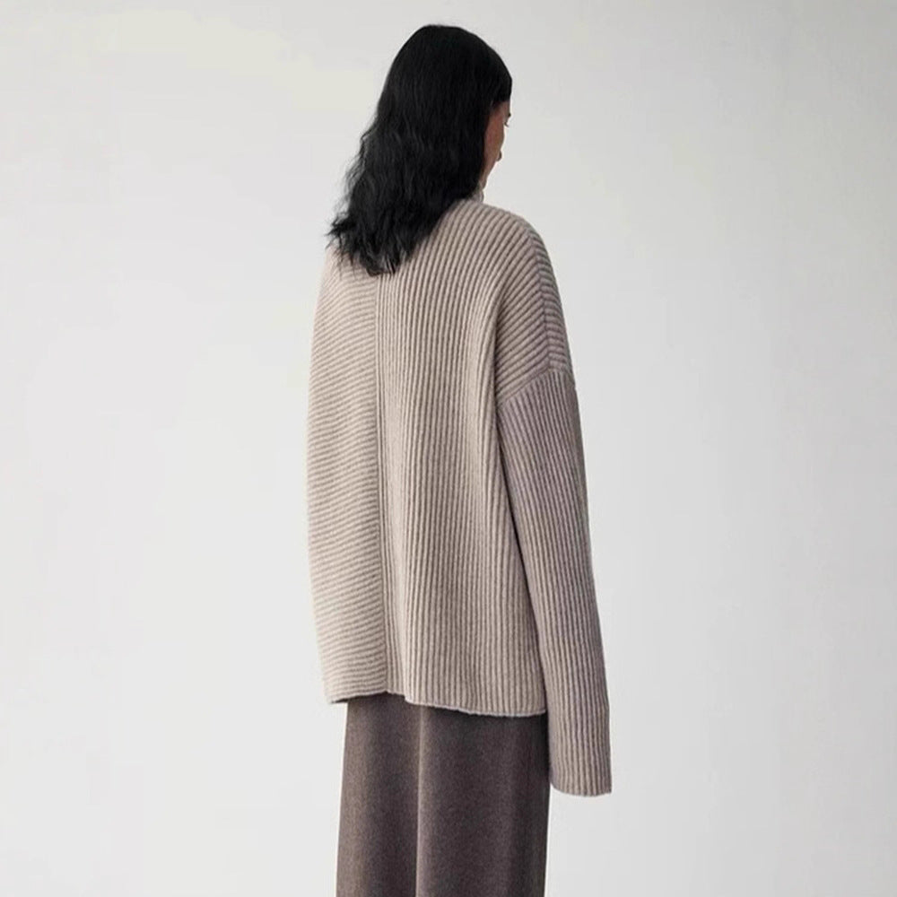 Damen Grobstrickcardigan Hochkragen Knopfleiste Norvielle