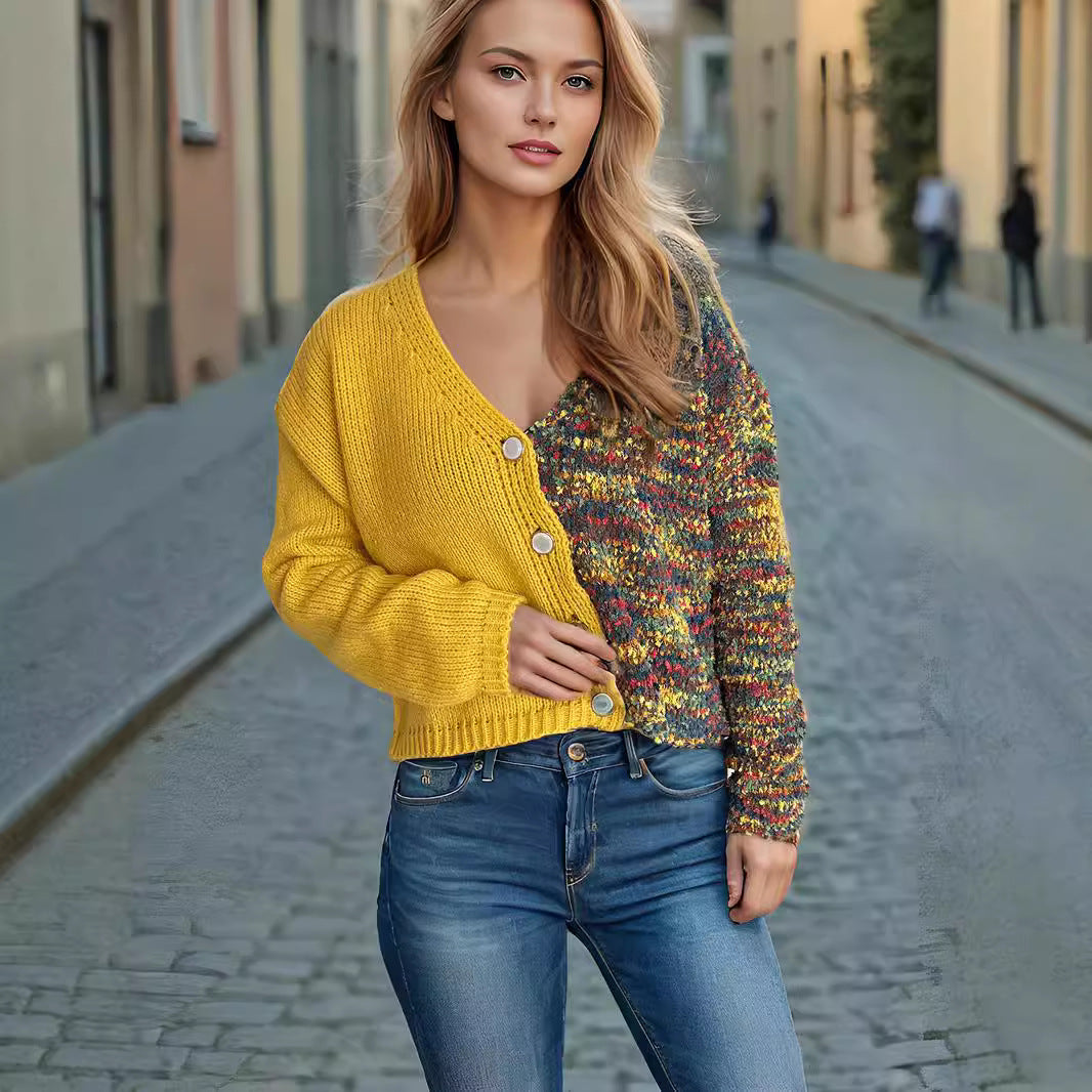 Damen Strickjacke Langärmlig Bunt Norvielle