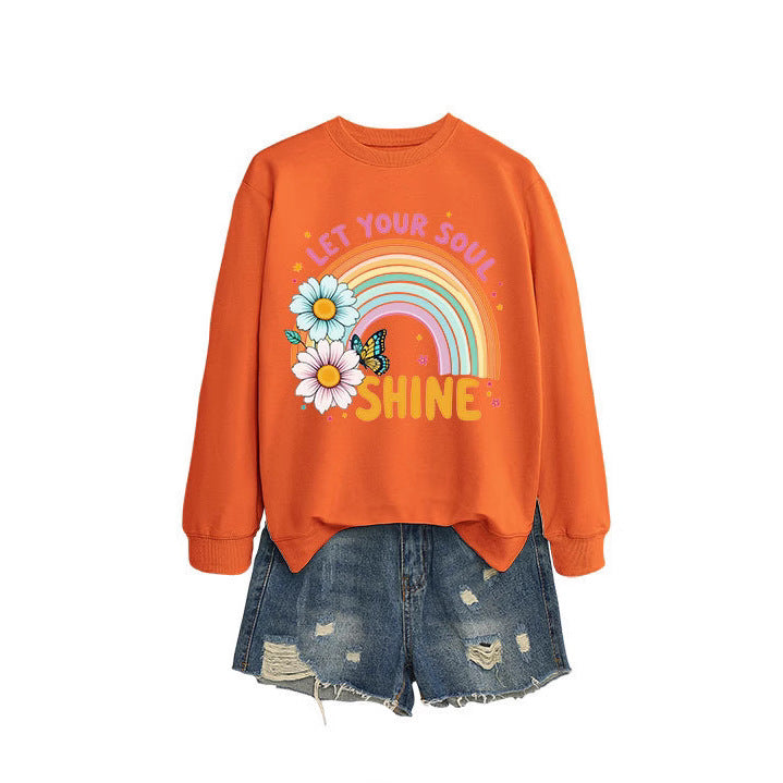 Damen Sweatshirt Bunt Floralmuster Baumwolle
