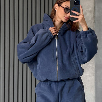 Damen Velours-Jogginganzug mit Kapuze und Reißverschluss Norvielle