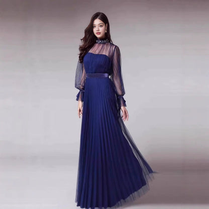 Damen Maxikleid Elegantes Chiffon Rüschen
