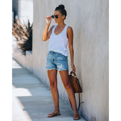 Damen Destroyed Denim Shorts aus Jeans