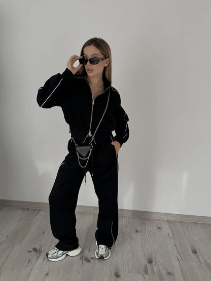 Damen Sportset Slim Fit Reißverschluss Norvielle