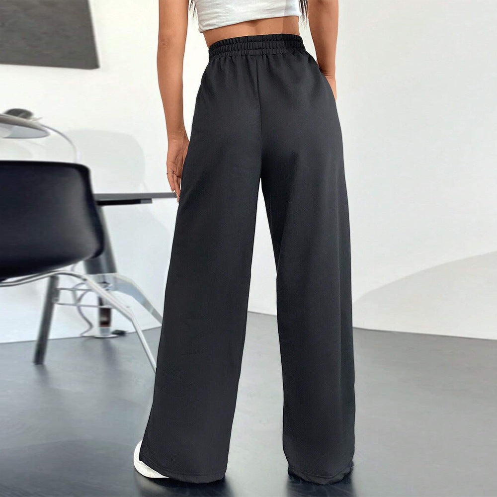 Damen Satin-Hosen Weite Passform Elastischer Bund