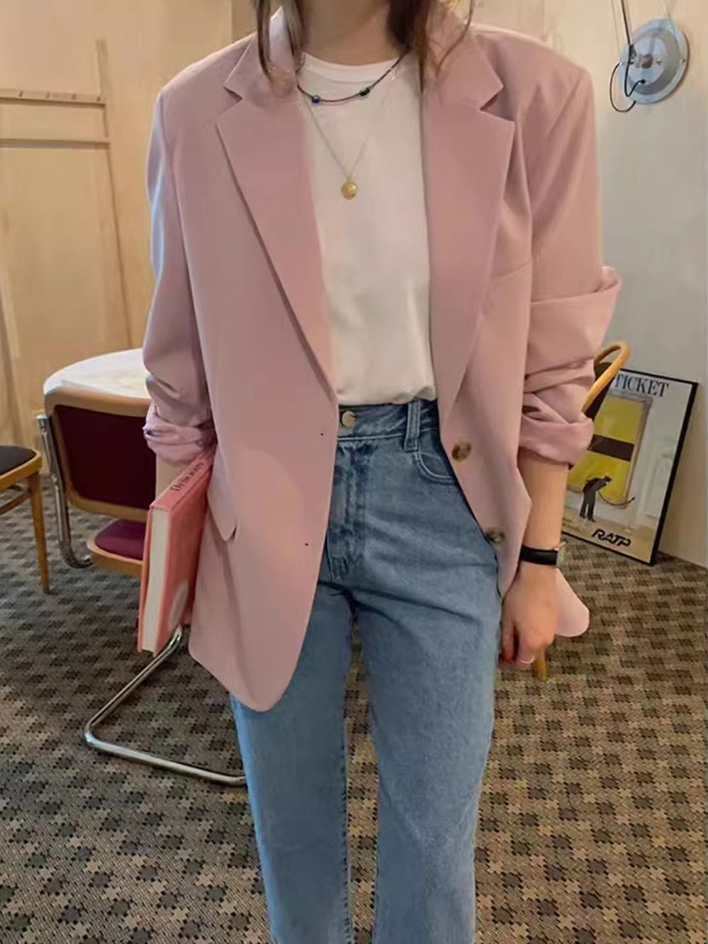 Damen Oversized Blazer Lässiger Schnitt