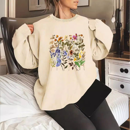 Damen Sweatshirt Floralmuster Bequem Grün