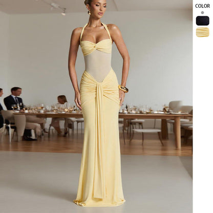 Damen Maxikleid Wickeldesign Raffung Elegantes Kleid - Norvielle
