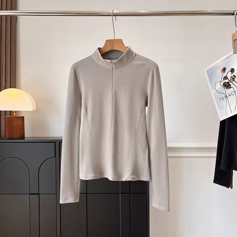 Damen Langarmshirt Sportlich Baumwolle Weiß Norvielle