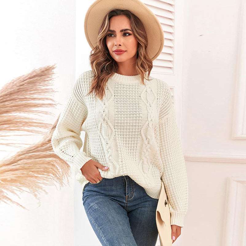 Damen Strickpullover Zopfmuster Lässig Norvielle
