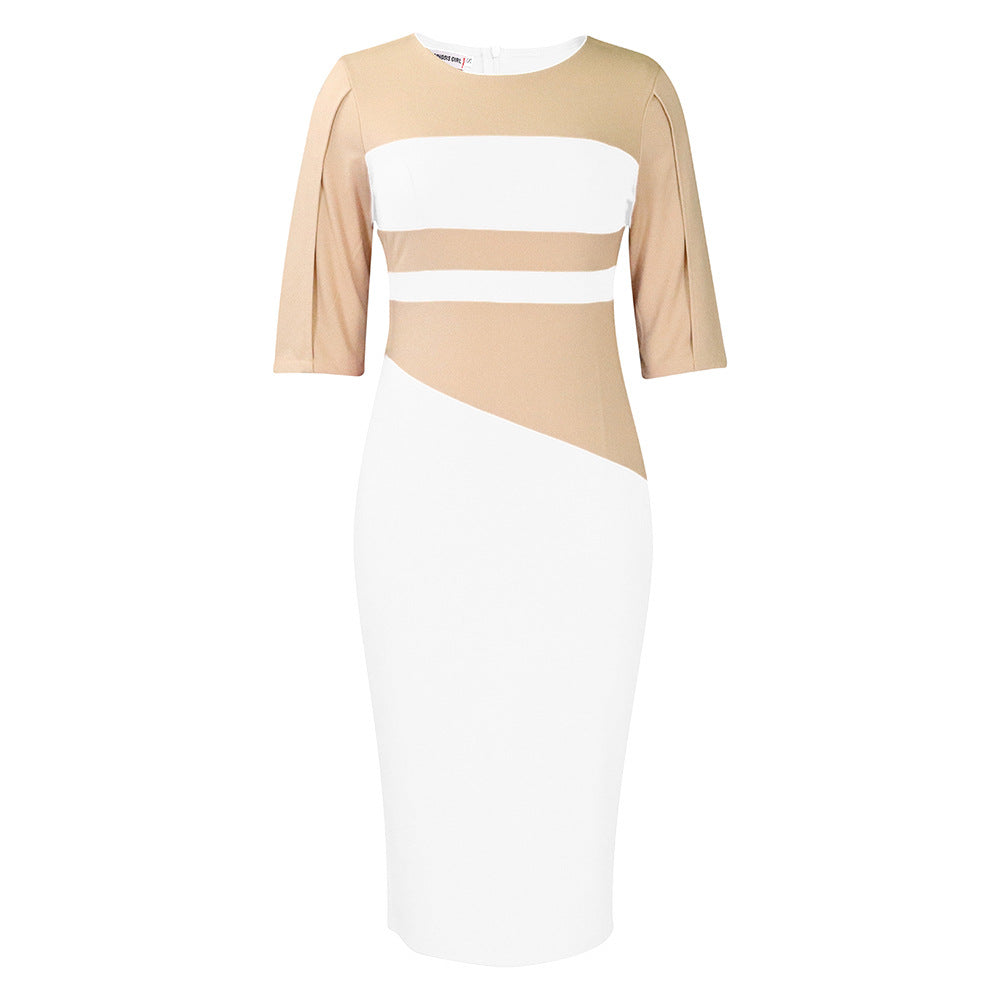 Damen Kleid Asymmetrisch Figurbetont Ärmel