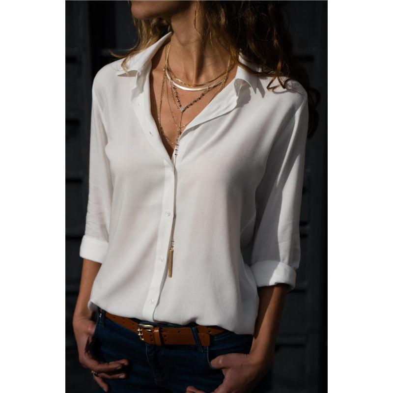Damen Bluse Lockere Moderner Schnitt Knopfdetails