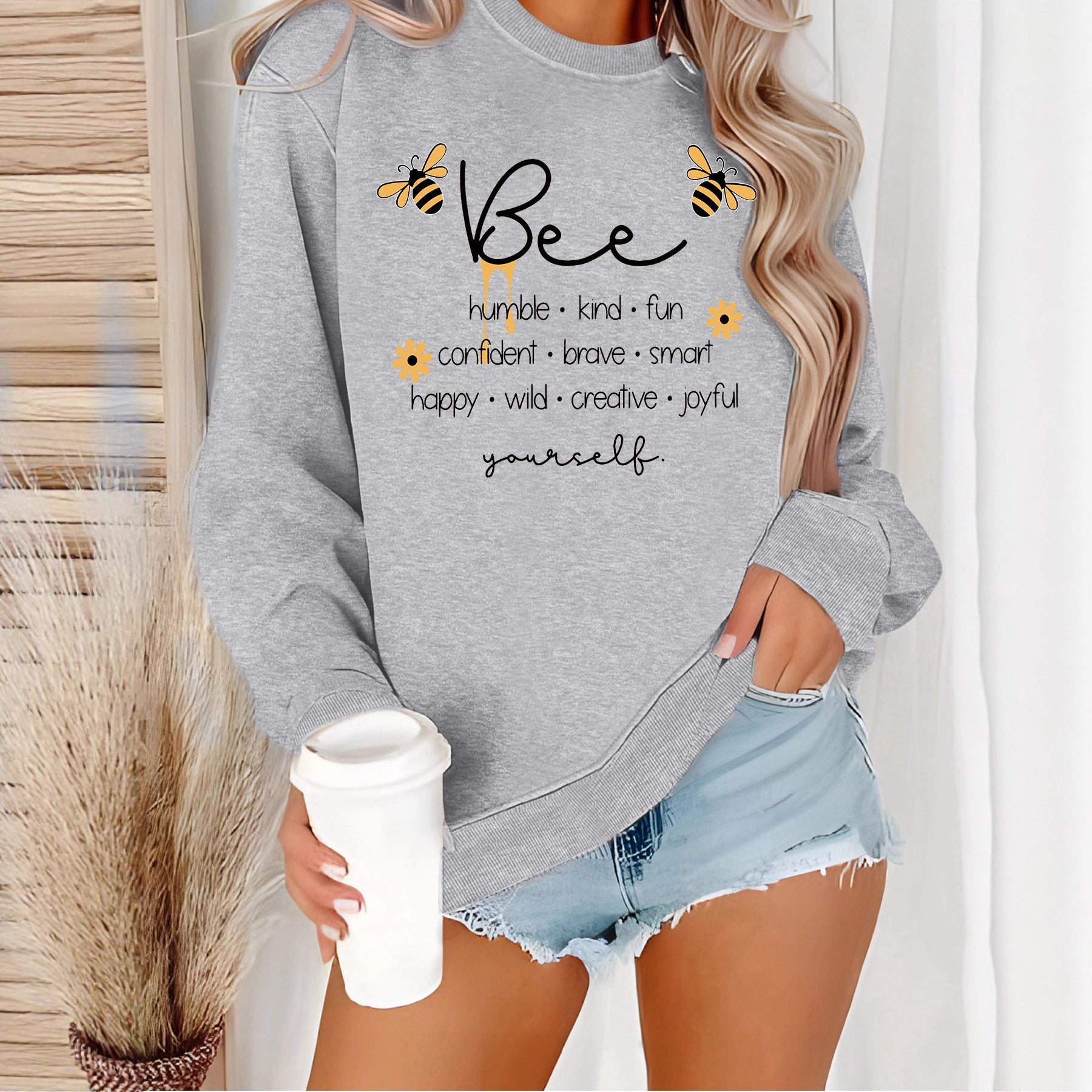 Damen Sweatshirt Bienenmotiv Positiv - Norvielle