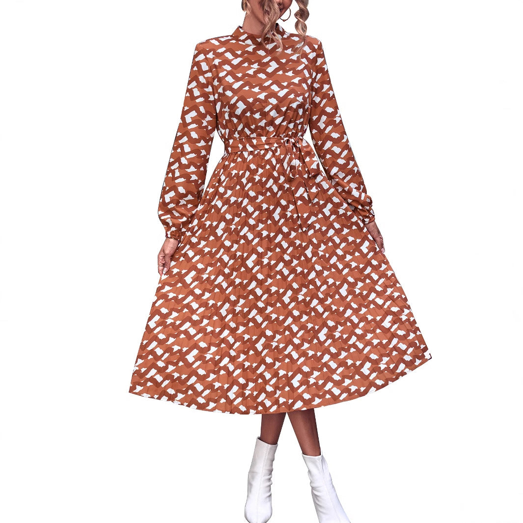 Damen Midikleid Rüschendetails Kreatives Muster Norvielle