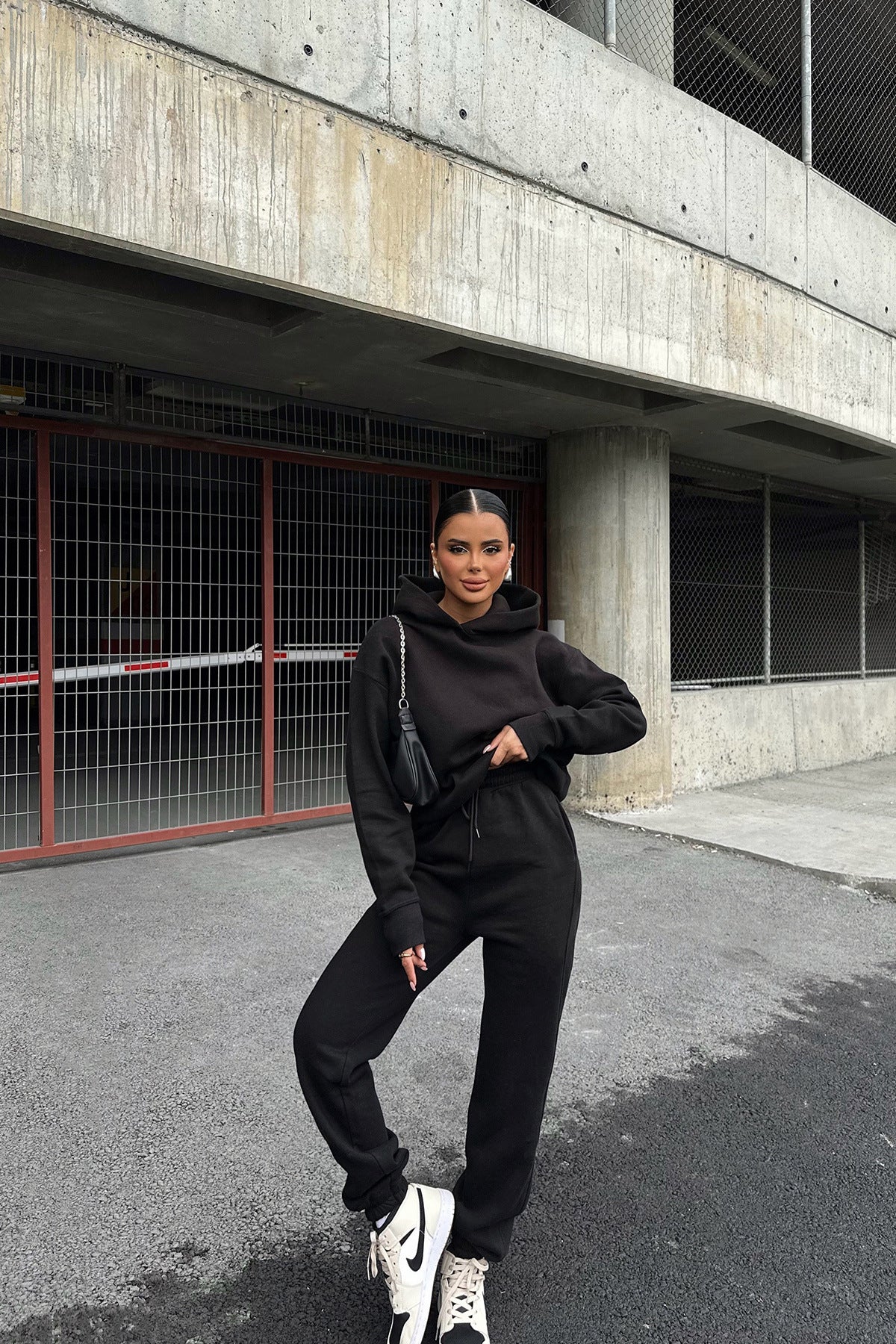 Damen Hoodie Jogginganzug Elastischer Bund Oversized