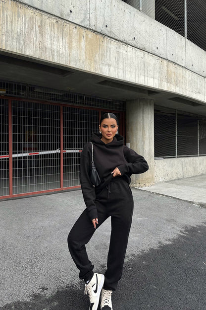 Damen Hoodie Jogginganzug Elastischer Bund Oversized