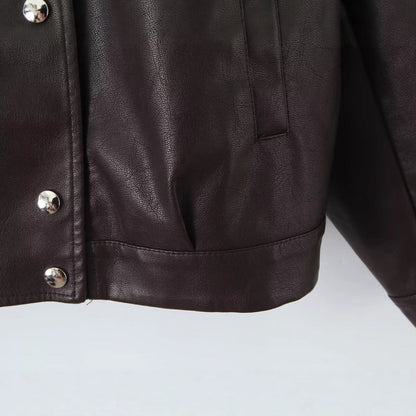 Damen Kunstlederjacke Modernes Design Praktische Taschen