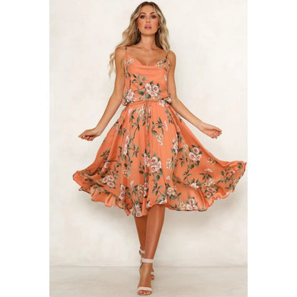 Damen Midikleid Floralmuster Luftig Norvielle