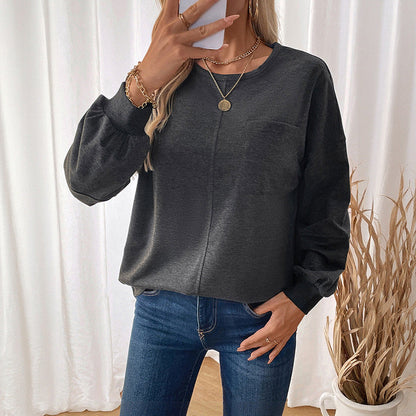 Damen Langarmshirt Rundhals Lässiger Schnitt Norvielle - Norvielle
