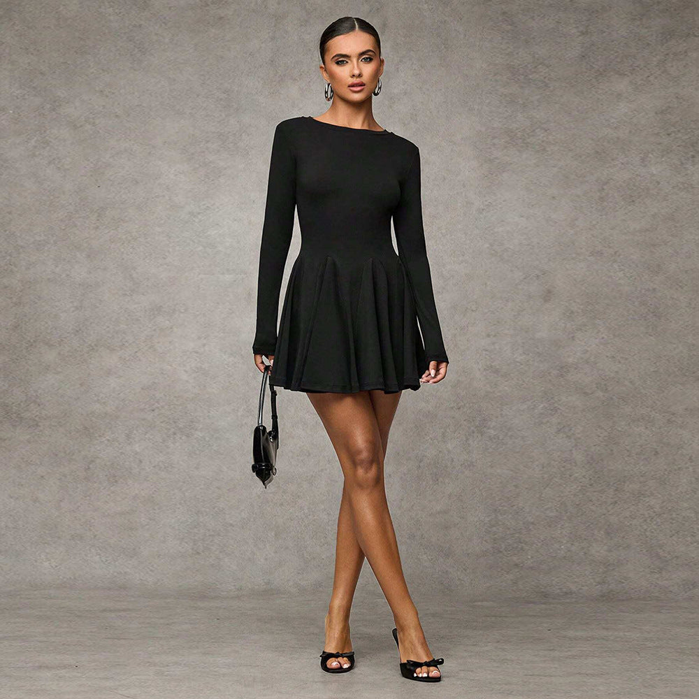 Damen Mini-Kleid Puffärmel Schwingrock Norvielle