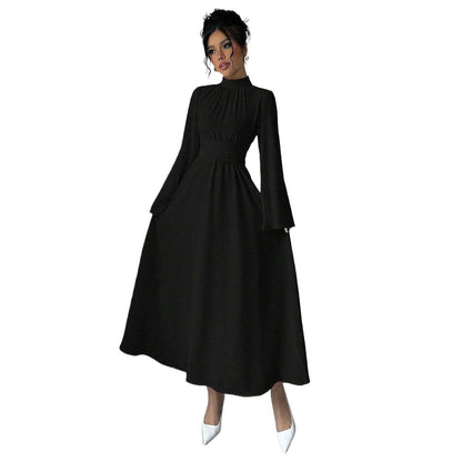 Damen Maxikleid mit schwingenden Ärmeln und hohem Kragen Norvielle