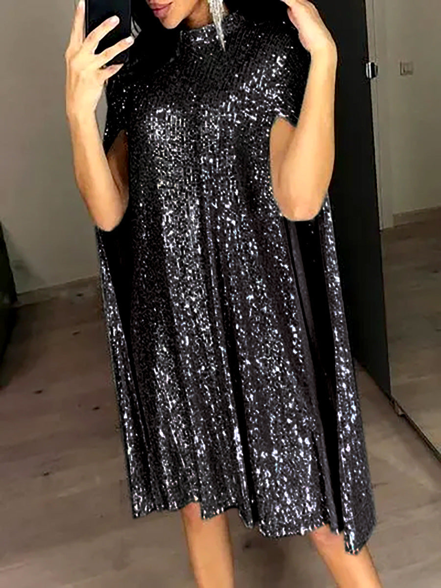 Damen Abendkleid Glitzernd Weitschnitt Schimmernd Norvielle