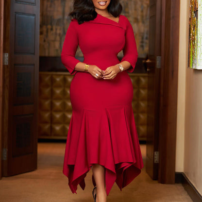 Damen Cocktailkleid Flügelärmel Norvielle Elegantes