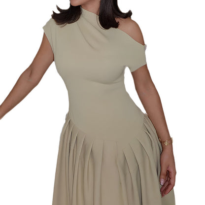 Damen Asymmetrisches Wickelmaxikleid Strukturiert Norvielle