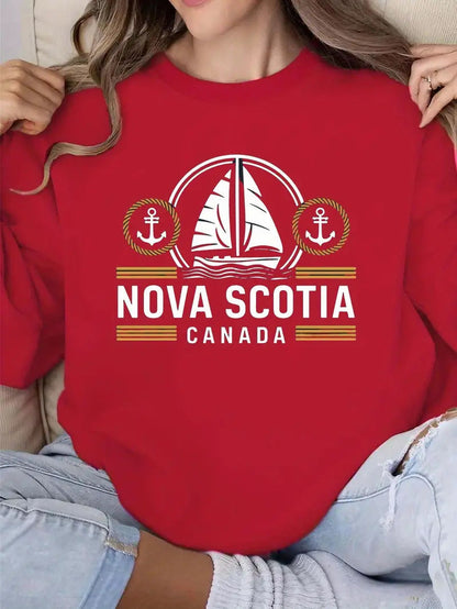 Damen Sweatshirt Maritimes Segelmuster Norvielle