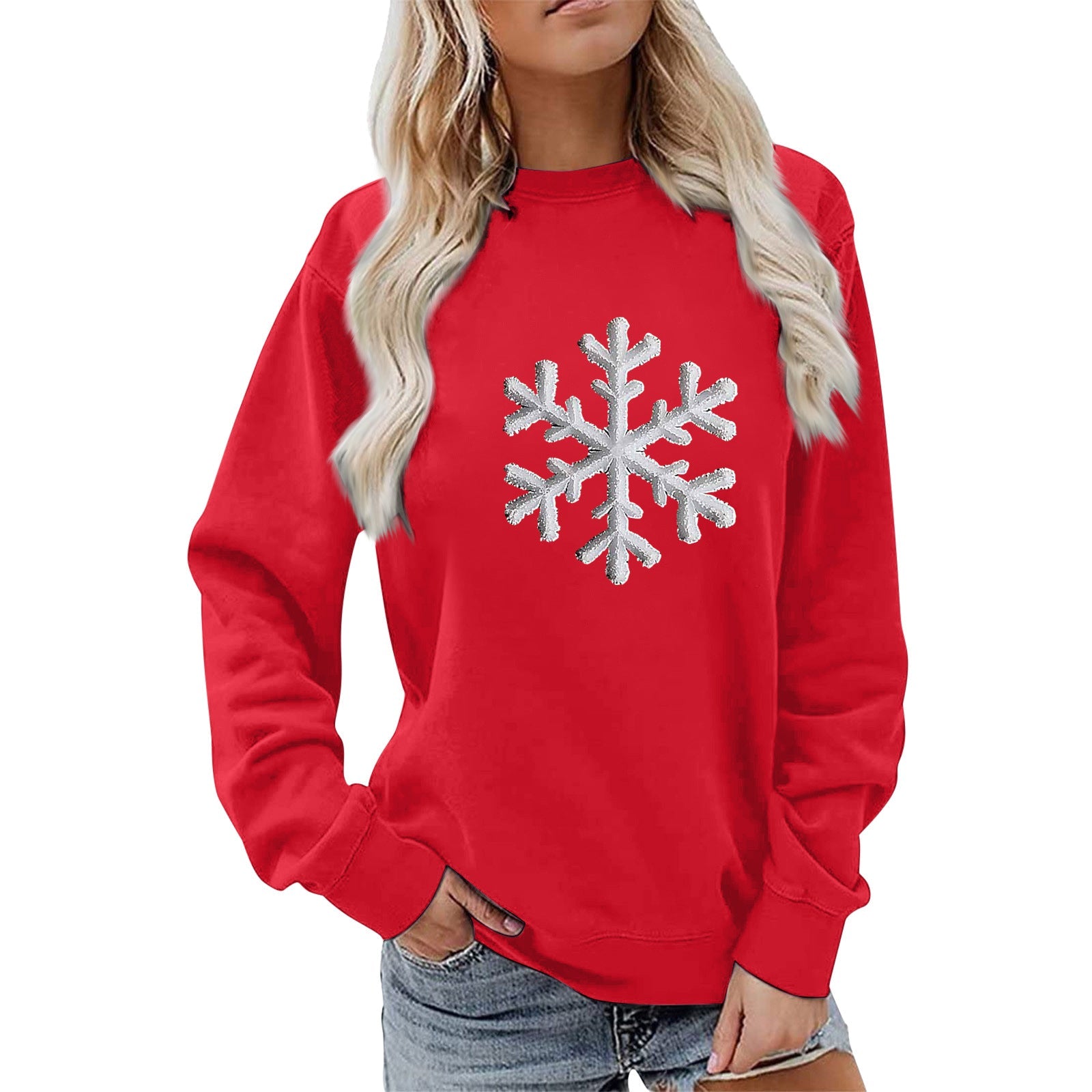 Damen Sweatshirt Schneeflockenmotiv Lässig Norvielle - Norvielle
