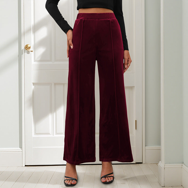 Damen Samt-Hose Weit Elastischer Bund Hoch Norvielle - Norvielle