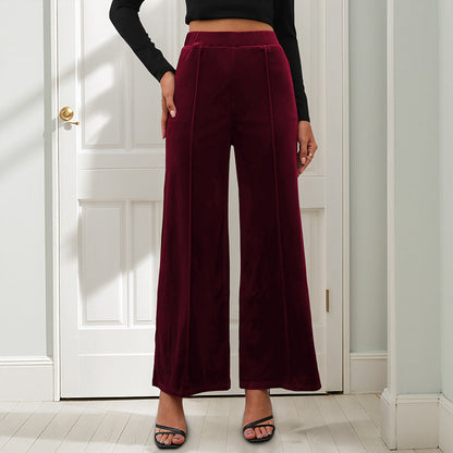 Damen Samt-Hose Weit Elastischer Bund Hoch Norvielle - Norvielle