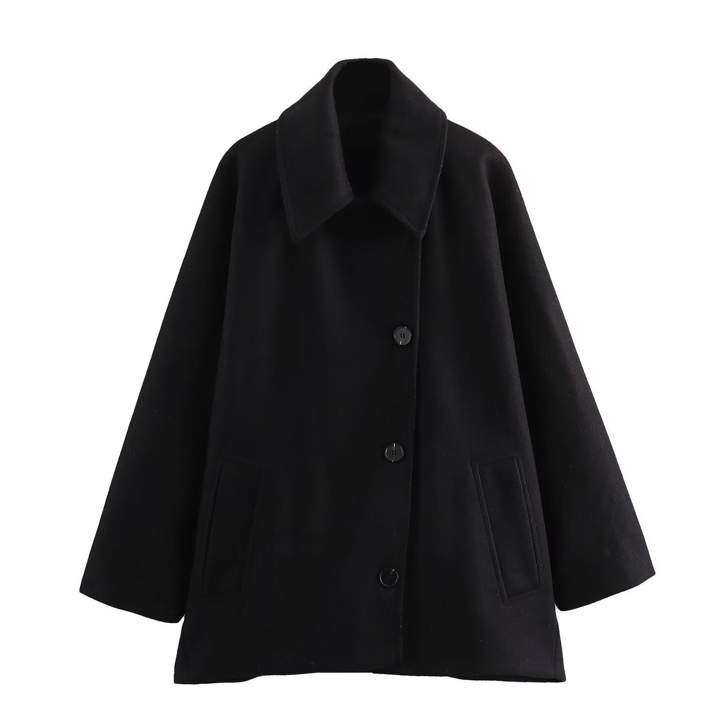Damen Oversized Mantel Hüftlänge Weiter Revers