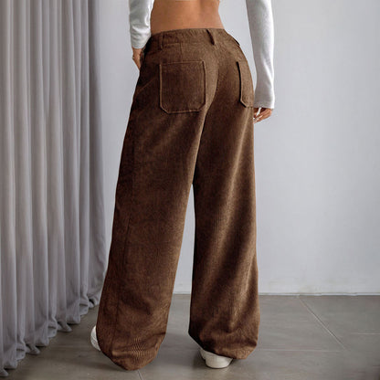 Damen Cordhose Weit Mit Taschen Hoch Bund Norvielle