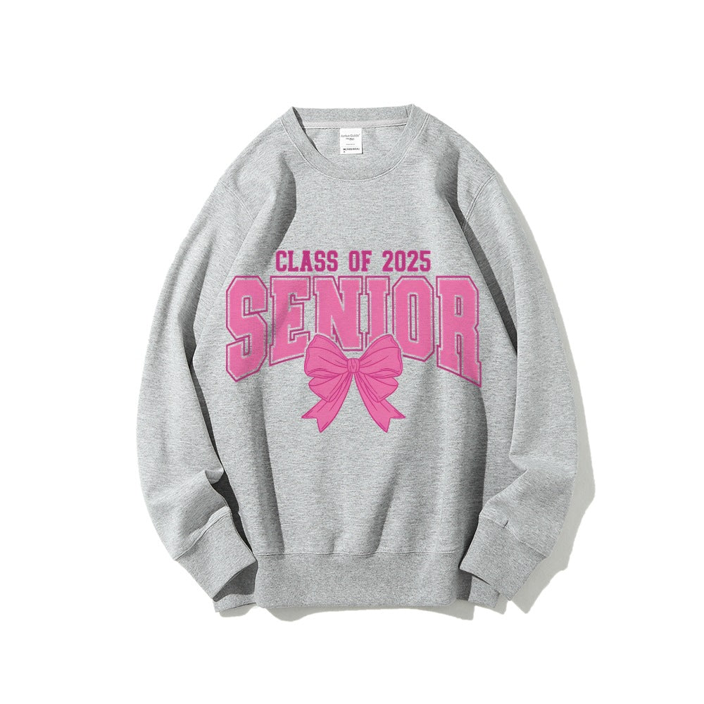 Damen Sweatshirt Abschlussjahr Schleifendesign Grau