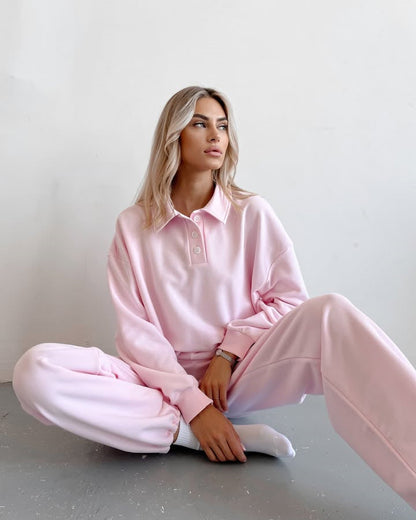 Damen Sweat-Outfit Hochkragen Weite Hose Norvielle