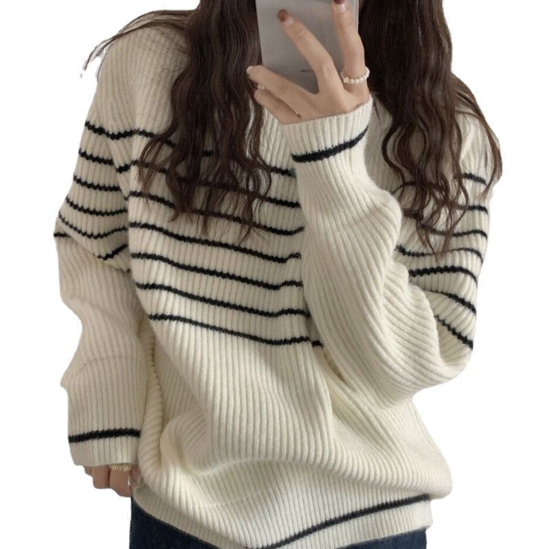 Damen Pullover Streifenmuster Moderner Schnitt Norvielle