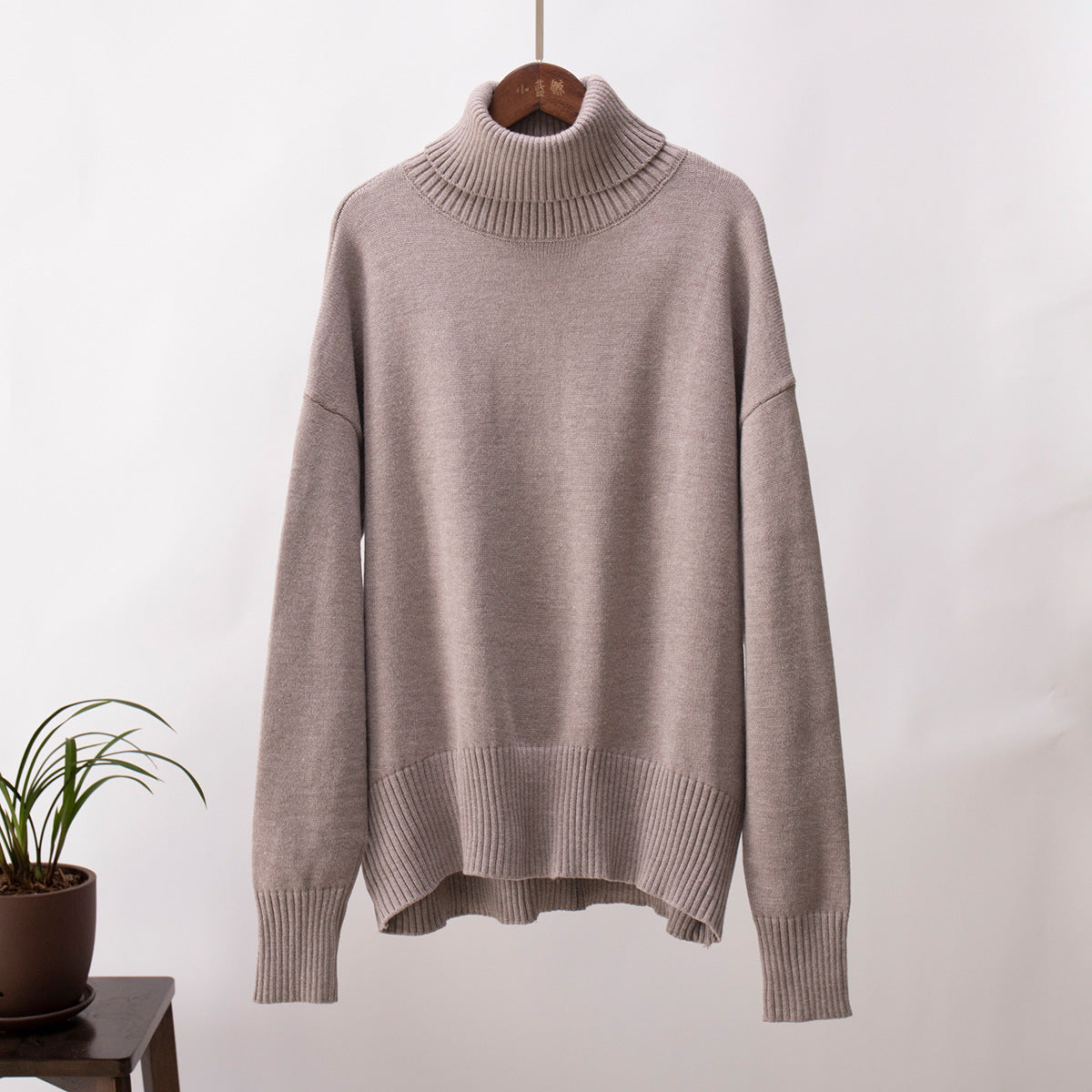 Damen Strickpullover Lässig Warm Gerippter Saum
