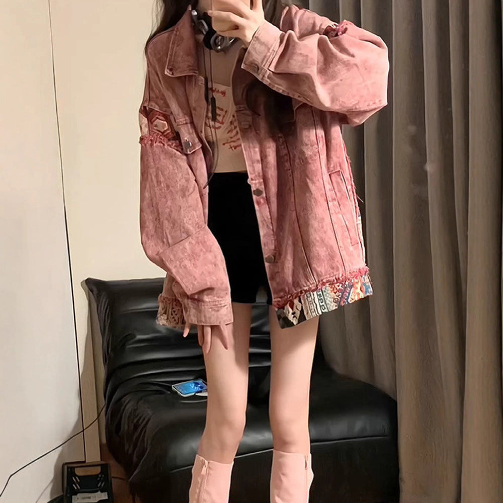 Damen Denimjacke mit Stickereien Modisch
