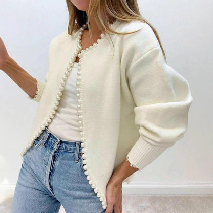 Damen Strickjacke Perlknöpfe Moderner Schnitt Norvielle - Norvielle