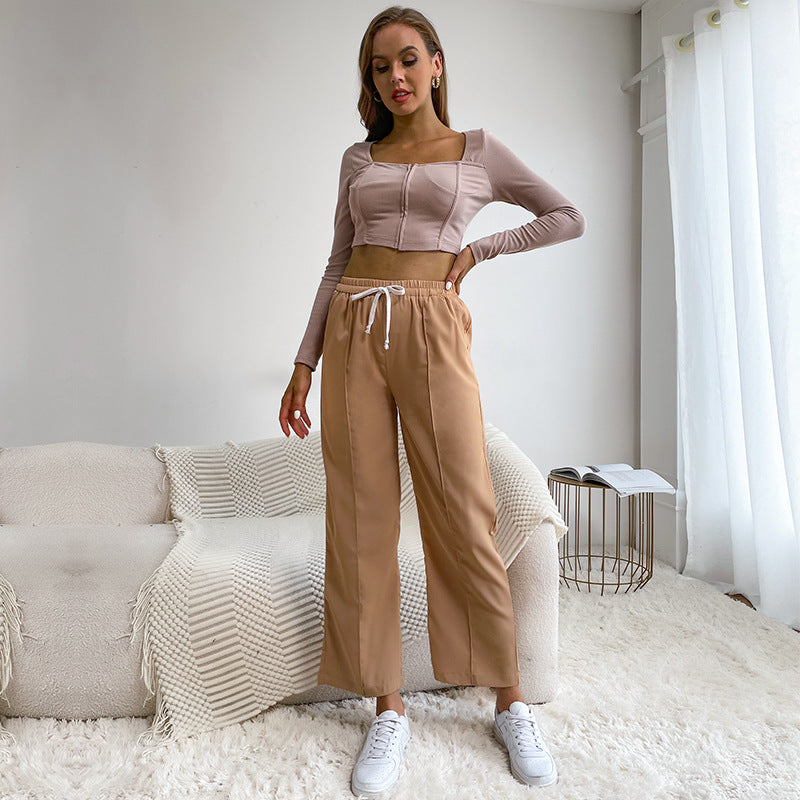 Damen Sport Hose Elastisch Hoch Tailliert Norvielle