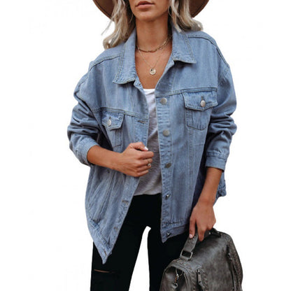 Damen Oversized Denimjacke mit Brusttaschen