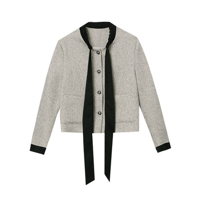 Damen Jacke Dekorativer Kragen Druckknopf Norvielle