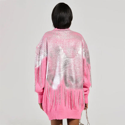 Damen Pullover mit Glitzerfransen Norvielle