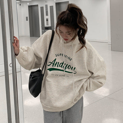 Damen Hoodie Moderner Schriftzug Lässig